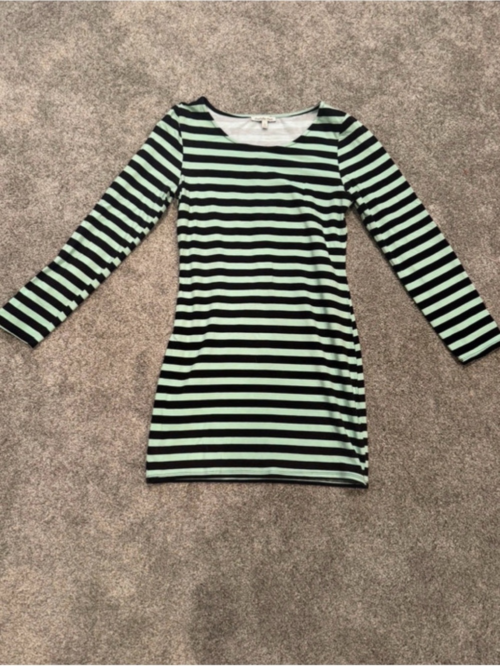Charlotte Russe Striped Long-Sleeve Bodycon Dress in Mint and Black